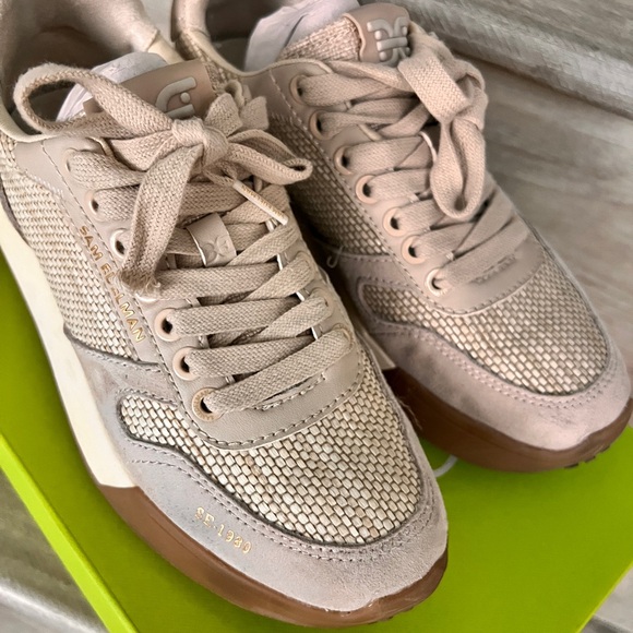 Sam Edelman Women's Layla Beige  suede woven Sneakers - Picture 4 of 10